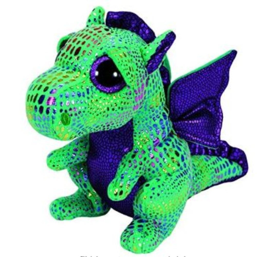 Ty Beanie Boos Cinder Green Dragon Plush Medium 9" Stuffed Animal Toy Buddy